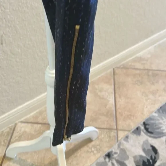 Femme d’armes Size 2 Ankle Zip Dress Trouser Blue Black Geo Print Office Casual
